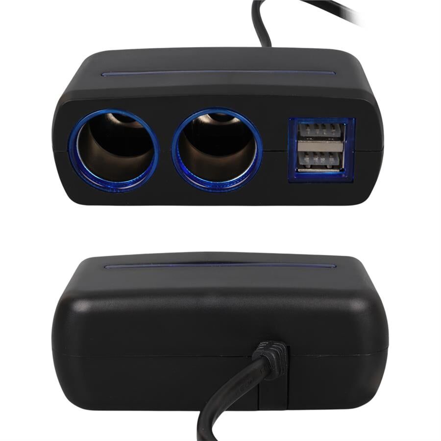 Ayt Olesson 1638 12-24V Çiftli Çift Usbli 120W 80 Cm Kablolu Araç Oto Tır Çakmak Çoklayıcı Çakmaklık Çoğaltıcı