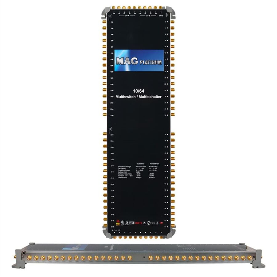 MAG Platinum MP 10/64 Multiswitch - 10 Giriş 64 Çıkışlı Merkezi Uydu Santrali Hybrid 4K Ve 3D Destekli