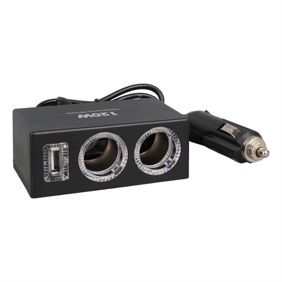 Olesson 1522 12-24V Tek USB Girişli 120W 80Cm Kablolu 2'Li Araç Çakmak Çoklayıcı