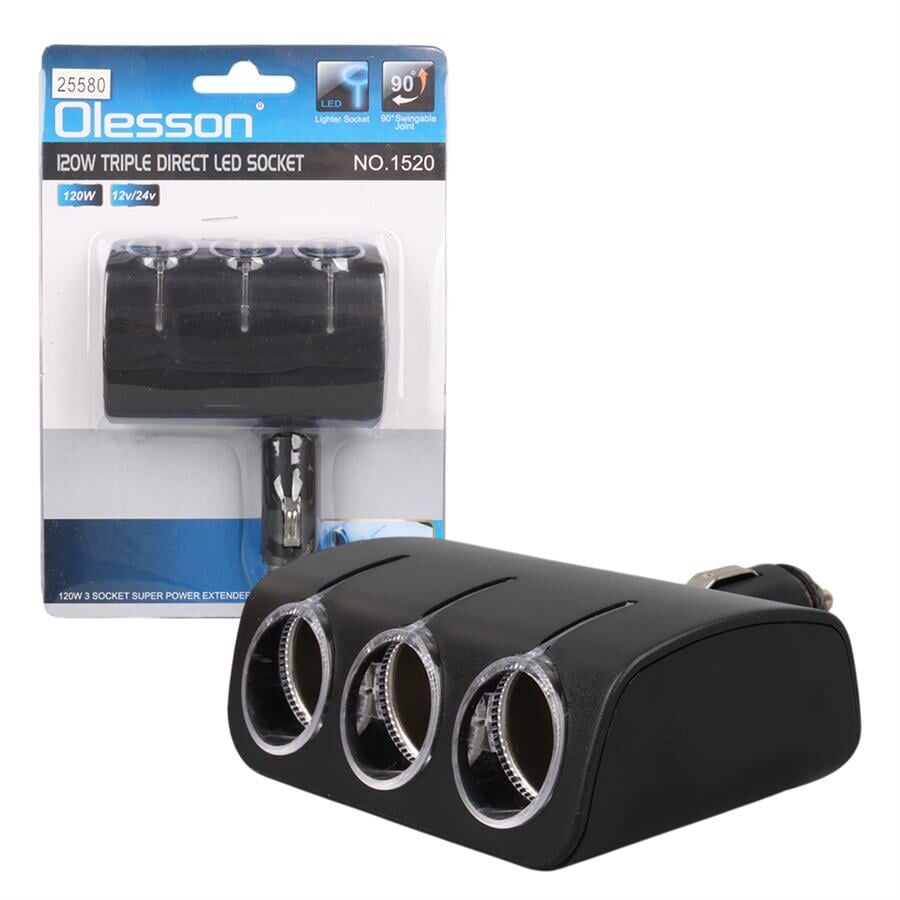 Ayt Olesson 1520 12-24V 3Lü 120W Araç Oto Tır Çakmak Çoklayıcı Çakmaklık Çoğaltıcı