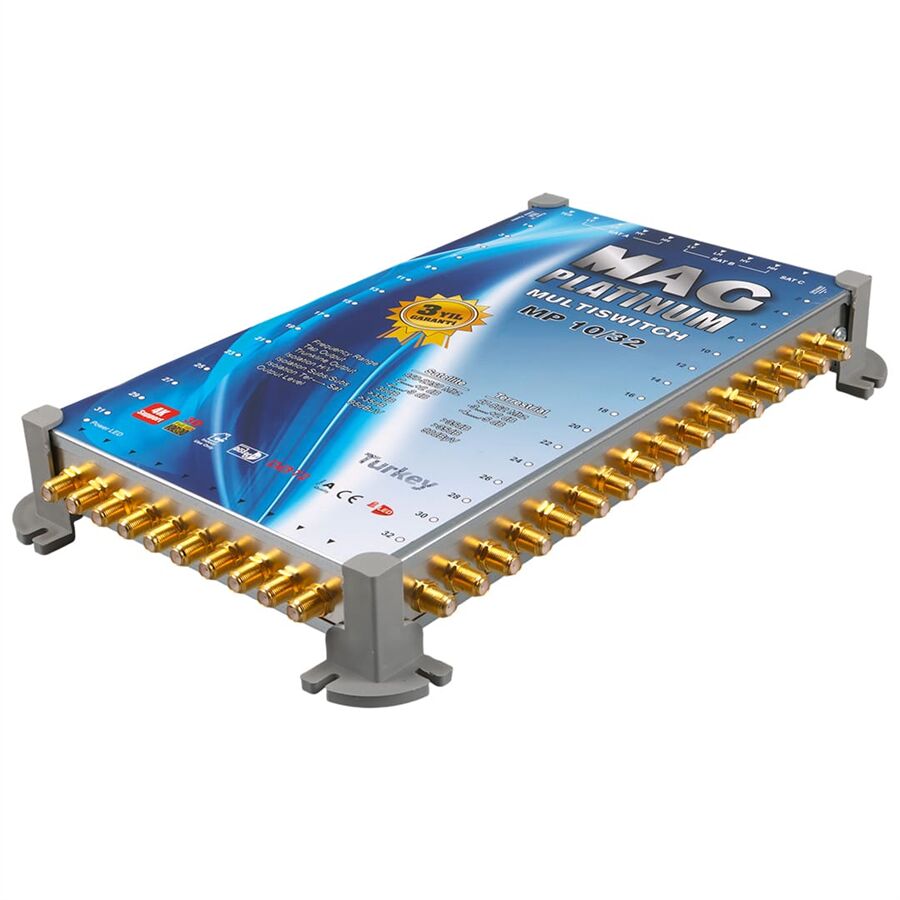 MAG Platinum MP 10/32 Multiswitch - 10 Giriş 32 Çıkışlı Merkezi Uydu Santrali Hybrid 4K Ve 3D Destekli