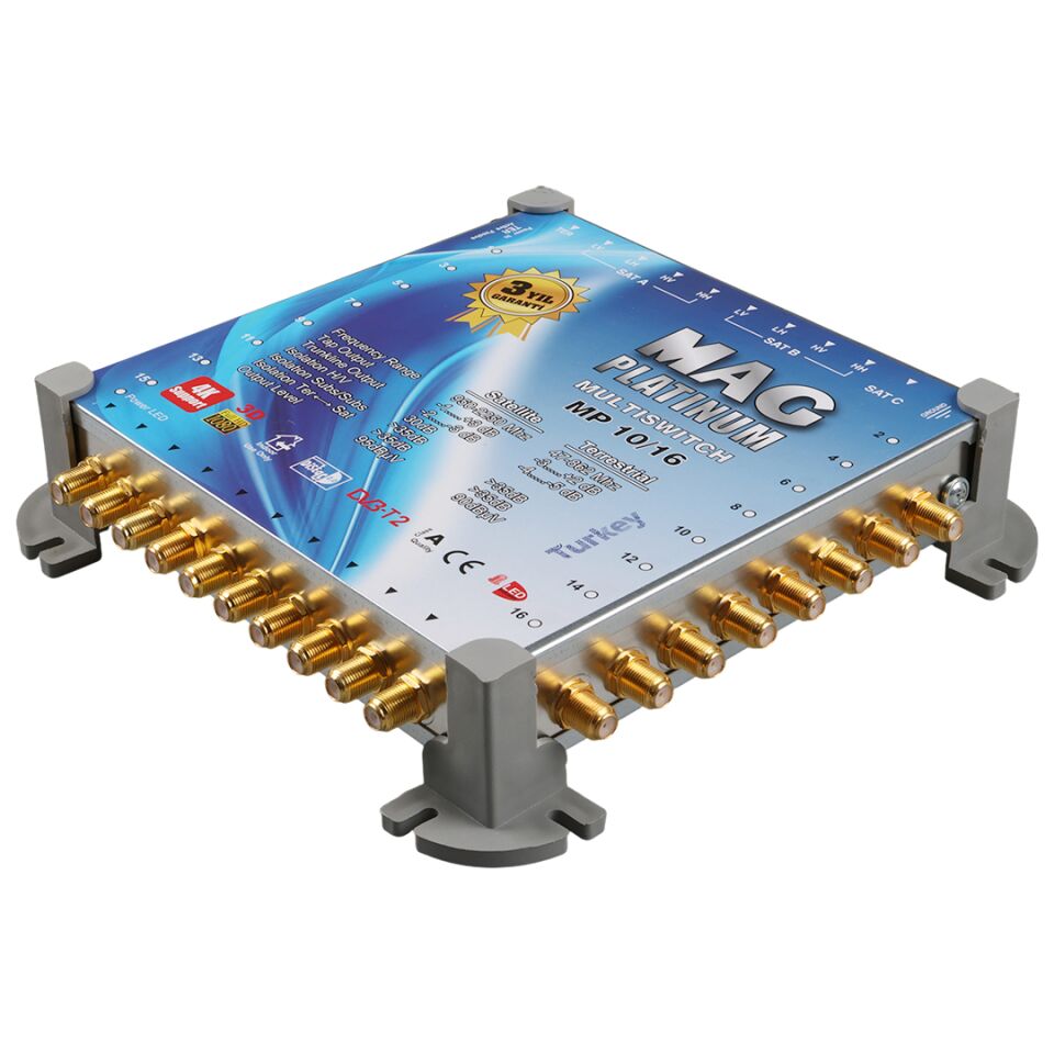 MAG Platinum MP 10/16 Multiswitch - 10 Giriş 16 Çıkışlı Merkezi Uydu Santrali Hybrid 4K Ve 3D Destekli