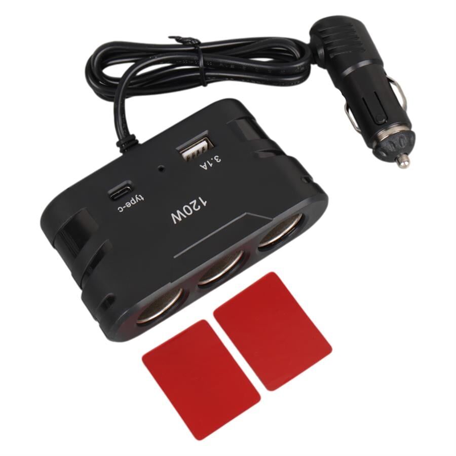 Olesson 2013 12-24V TYPE-C + USB Girişli 120W 80 CM Kablolu 3'Lü Araç Çakmak Çoklayıcı