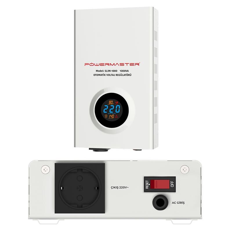 Powermaster SLIM-1000 Otomatik Voltaj Kombi Regülatörü 220V Ev Tipi Regülatör 220 Volt 1000 Watt