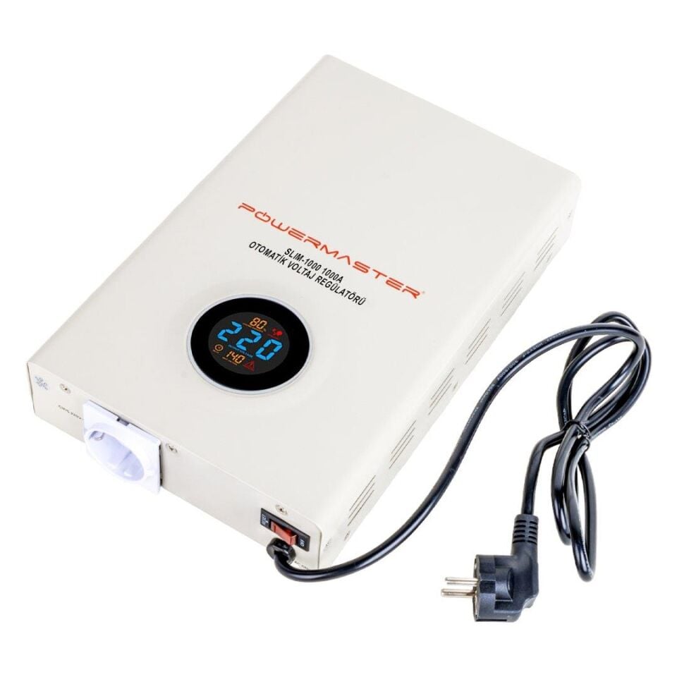 Powermaster Slim-1000 Otomatik Voltaj Kombi Regülatörü 220V Ev Tipi Regülatör 220 Volt 1000 Watt