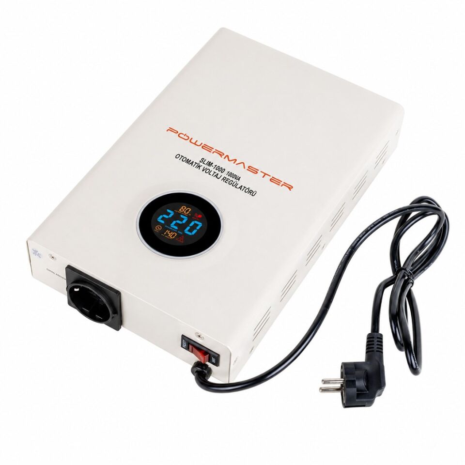 Powermaster Slim-1000 Otomatik Voltaj Kombi Regülatörü 220V Ev Tipi Regülatör 220 Volt 1000 Watt