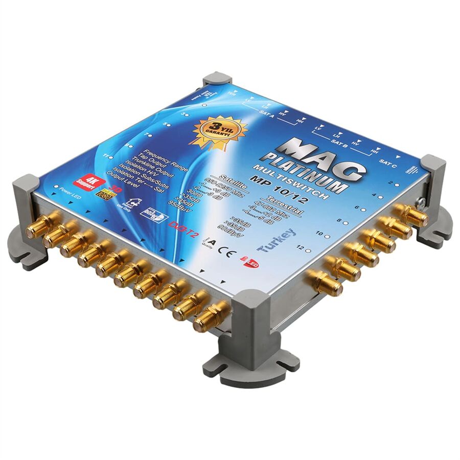 MAG Platinum MP 10/12 Multiswitch - 10 Giriş 12 Çıkışlı Merkezi Uydu Santrali Hybrid 4K Ve 3D Destekli