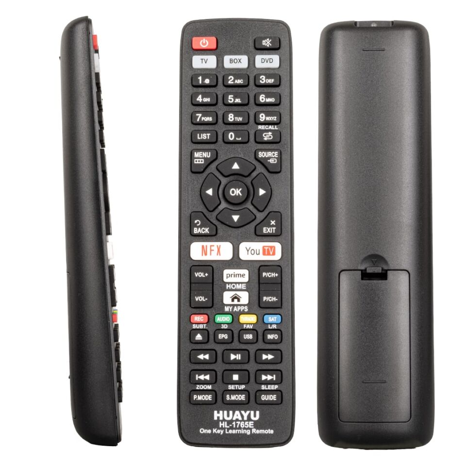 Huayu Prime Video Youtube Netflix Tuşlu TV-Uydu-DVD Öğrenebilen Akıllı Kumanda Her Televizyona Uyan Kumanda