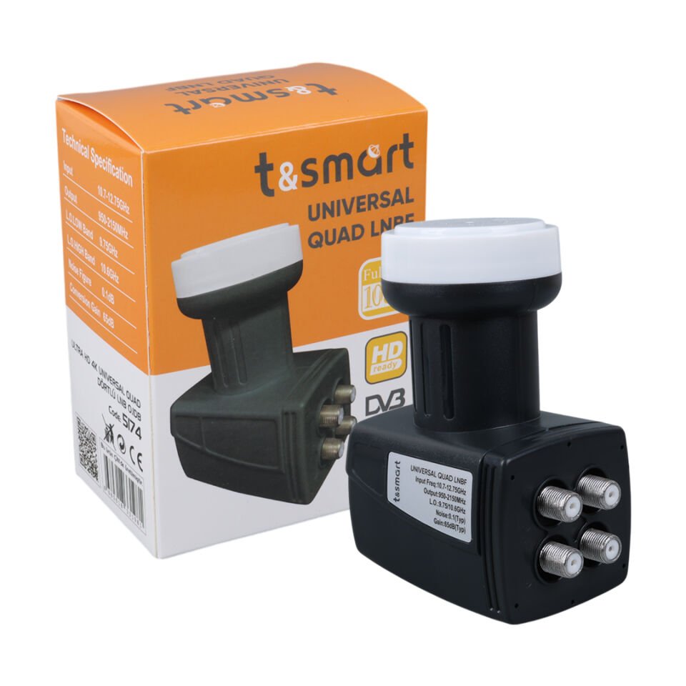 -Ayt T&Smart Dört Çıkışlı Lnb Çanak Anten Uydu Lnbsi 4 Lü 4K Görüntülü