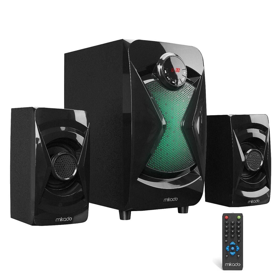 Mikado MD-370BT 38W Siyah Bt Aux Usb Fm Led Işıklı Multimedia Speaker 2+1 Ses Sistemi