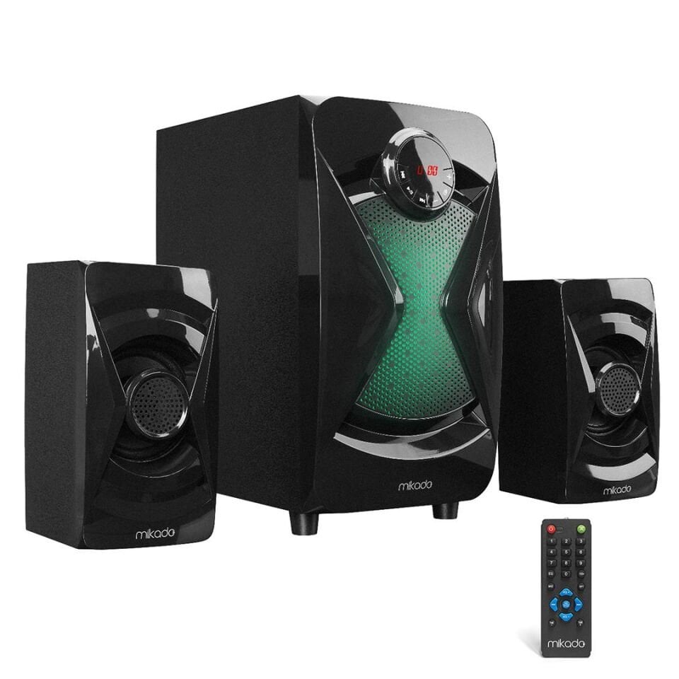 Mikado MD-370BT 38W Siyah Bt Aux Usb Fm Led Işıklı Multimedia Speaker 2+1 Ses Sistemi