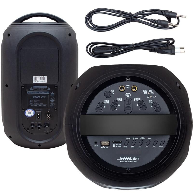 Shile SL-2018A El Mikrofonlu-Kumandalı Usb Sd Kart Bluetooth Rgb Işıklı Taşınabilir Şarjlı Seyyar Anfi Hoparlör