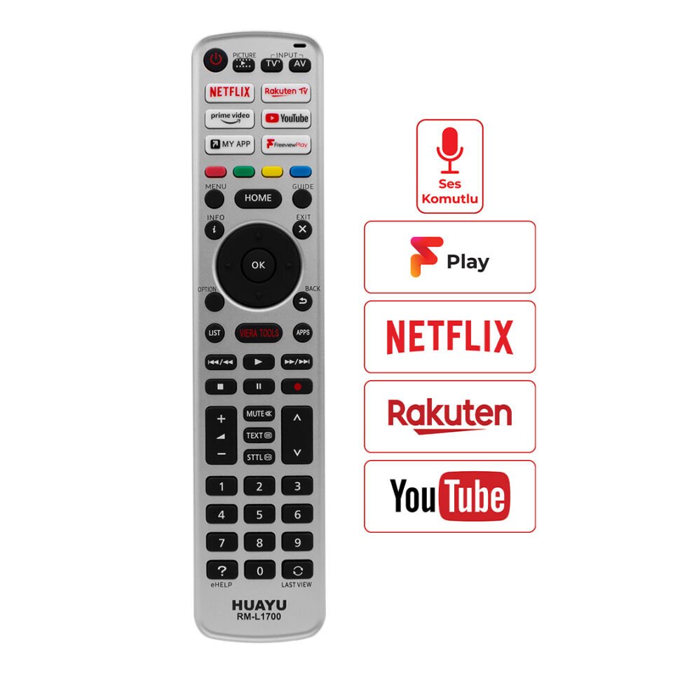 Huayu KL RM-L1700 Panasonıc Netflıx Youtube Prıme Vıdeo Rakuten Tuşlu Lcd Led Tv Kumanda Panasonik