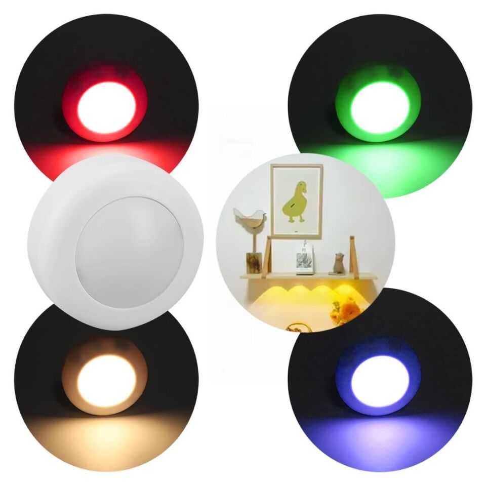 Ayt PowerMaster PM-26973 Rgb Renkli Gün Işığı Led Raf Duvar Aydınlatma Lamba 3XAAA Pil İle Çalışır Tekli Gece Lambası