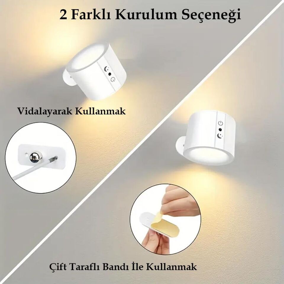 Ledx AL-SK-BD80A Çift Yönlü Kumandalı Duvar Aplik Çalışma Lambası 3000K-4000K-6500K