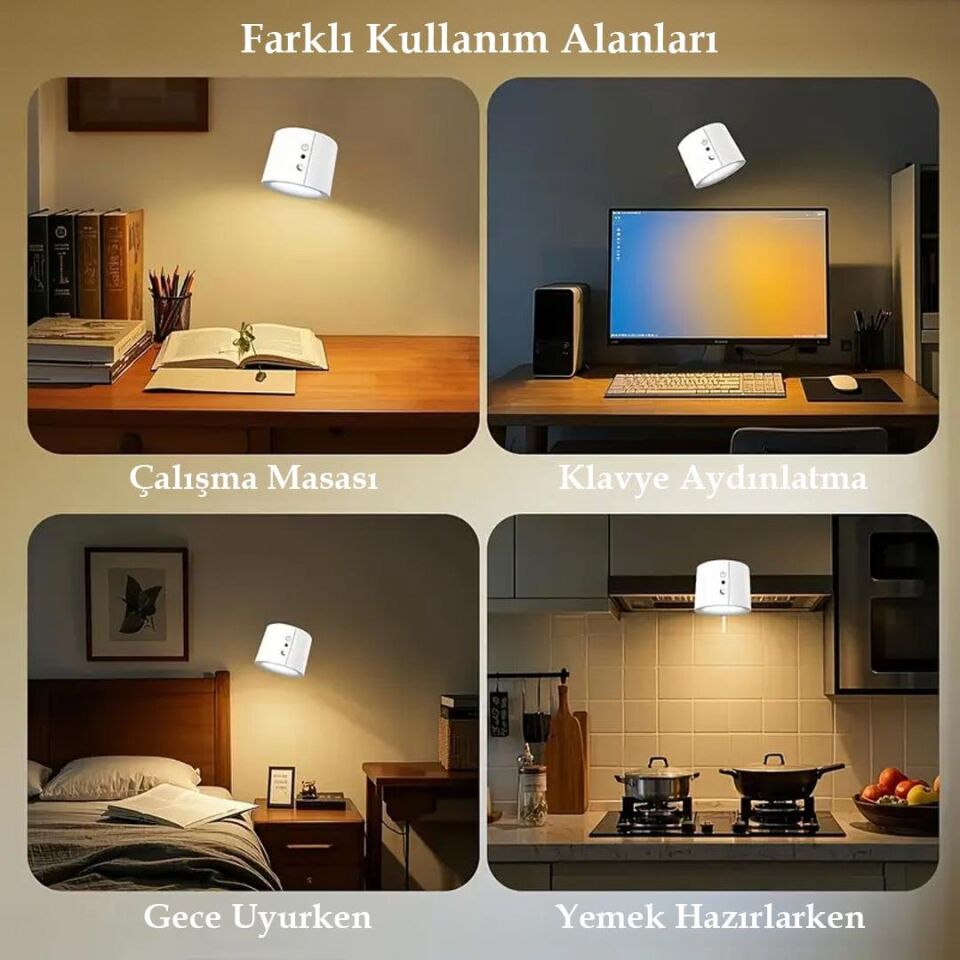 Ledx AL-SK-BD80A Çift Yönlü Kumandalı Duvar Aplik Çalışma Lambası 3000K-4000K-6500K