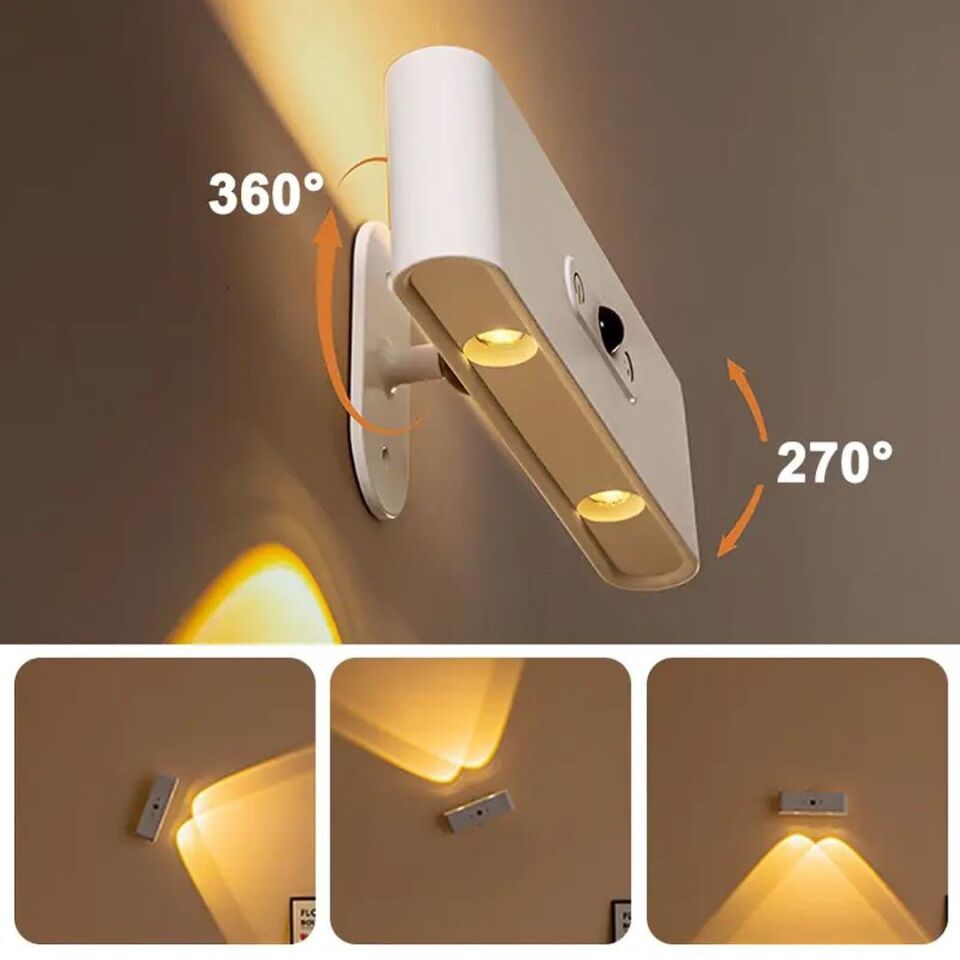 Ledx SK-BD188F Çift Yönlü Hareket Sensörlü Dekoratif Şarjlı Duvar Aplik 2 Mercekli 15 Smd Ledli 3000K-4000K-6500K
