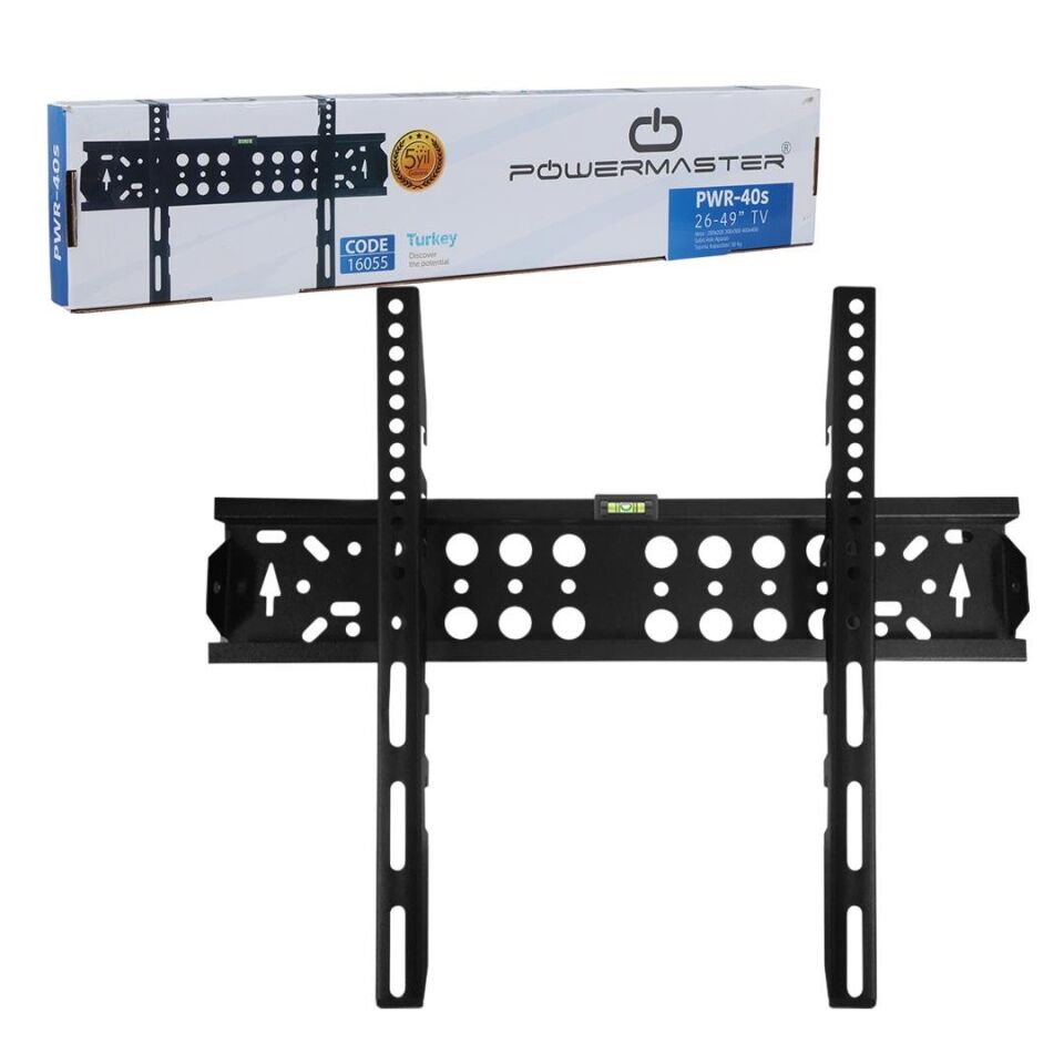 Powermaster 26-49 İnç Kilitli LcdvLed Tv Duvar Askı Aparatı 66-124 Ekran Arası Uyumlu 50kg Taşır