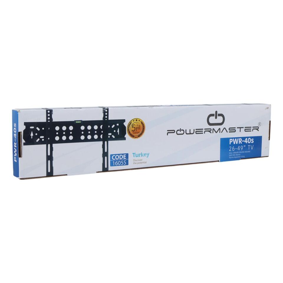 Powermaster 26-49 İnç Kilitli LcdvLed Tv Duvar Askı Aparatı 66-124 Ekran Arası Uyumlu 50kg Taşır