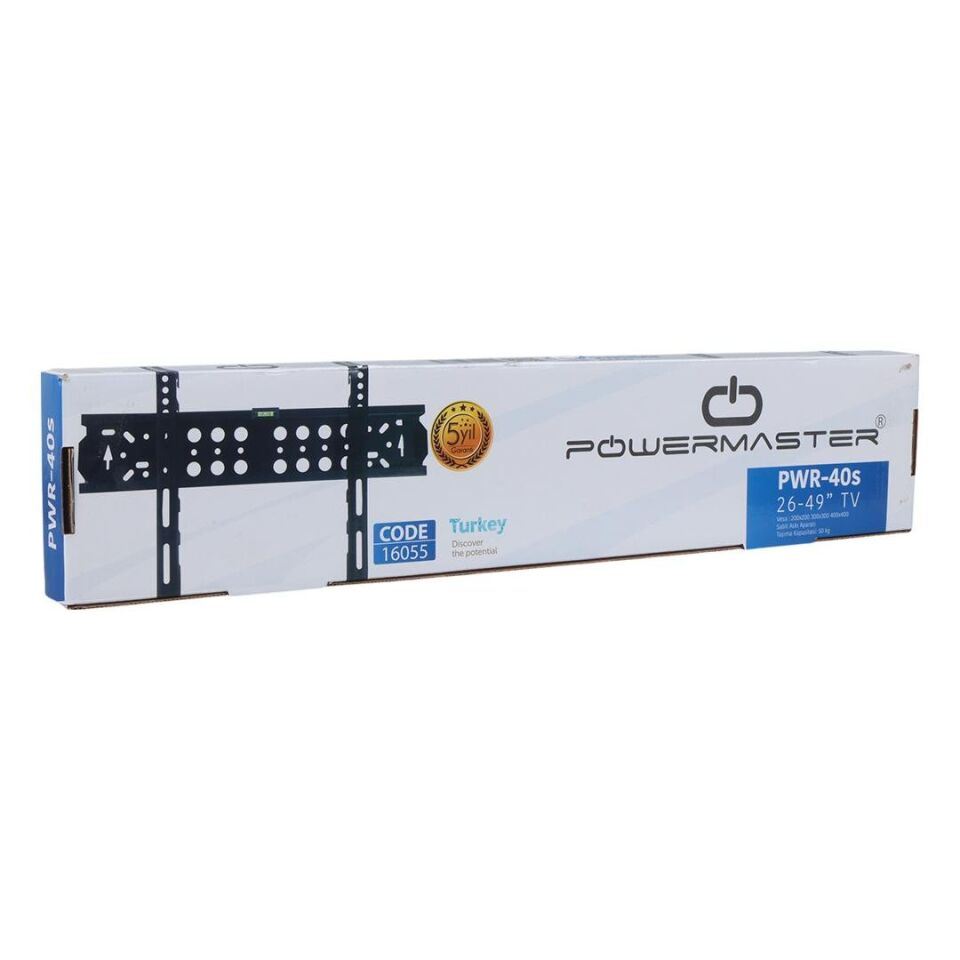 Powermaster 26-49 İnç Kilitli LcdvLed Tv Duvar Askı Aparatı 66-124 Ekran Arası Uyumlu 50kg Taşır
