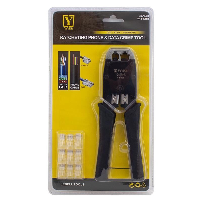 Powermaster YK-500 RJ11 RJ12 RJ45 Sıkma Pensesi Ethernet Soketi Telefon Hat Jack İnternet Ucu Takma Pensesi