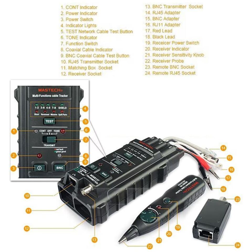 Mastech Ms 6813 Multi Fonksiyon Kablo Test Cihazı Cable Tracker