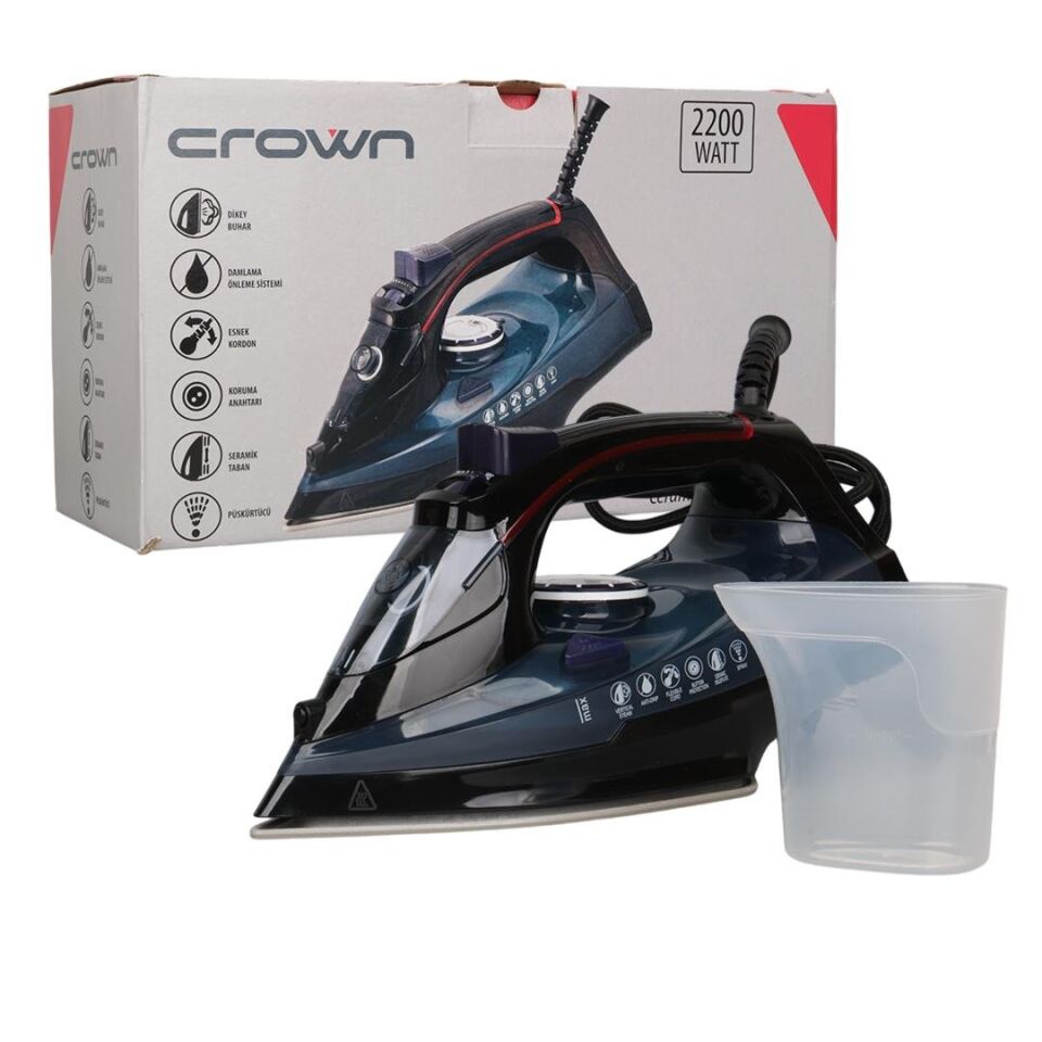 Crown CRW-7206 2200W Seramik Tabanlı Buharlı Ütü Mavi