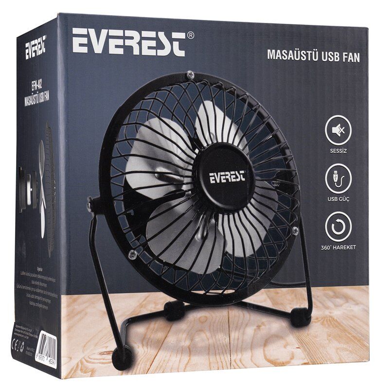 Everest Efn-482 Siyah Metal Masaüstü Mini Usb Fan Bilgisayar Laptop Notebook Yanı Fan