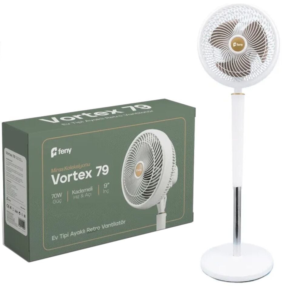 FENY VORTEK 79 EV-OFİS TİPİ AYAKLI 70W KADEMELİ RETRO 9'' VANTİLATÖR