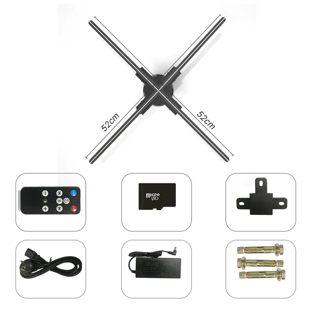 Hello Z7H 3D Hologram Fan Holografik Video Görüntü Projektörü 52 Cm Uzaktan Kumanda - Wifi Telefon APP