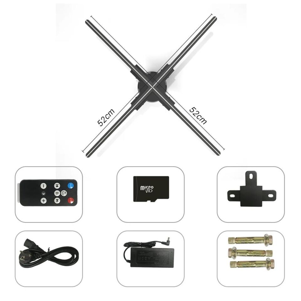 Hello Z7H 3D Hologram Fan Holografik Video Görüntü Projektörü 52 Cm Uzaktan Kumanda - Wifi Telefon APP