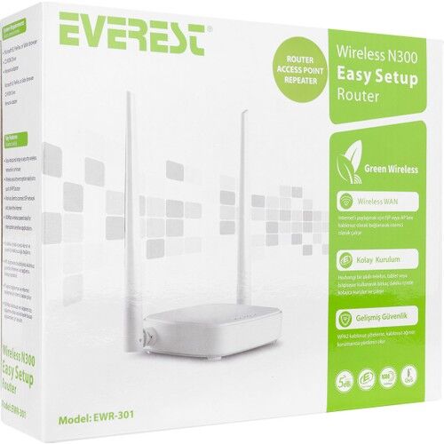 Everest EWR-301 300 Mbps Repeater Access Point Kablosuz Router