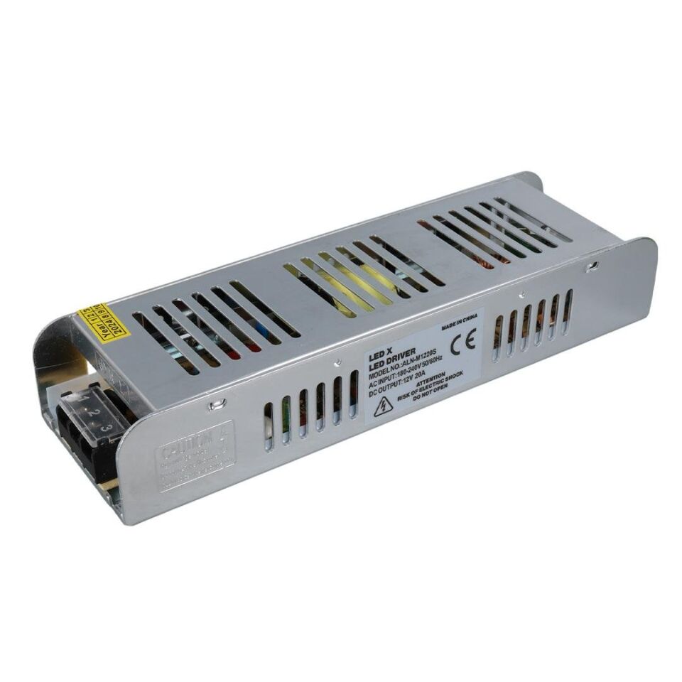 Ledx ALN-M1220S 12 Volt 20 Amper 240 Watt Slim Metal Kasa Adaptör 225X65x38mm