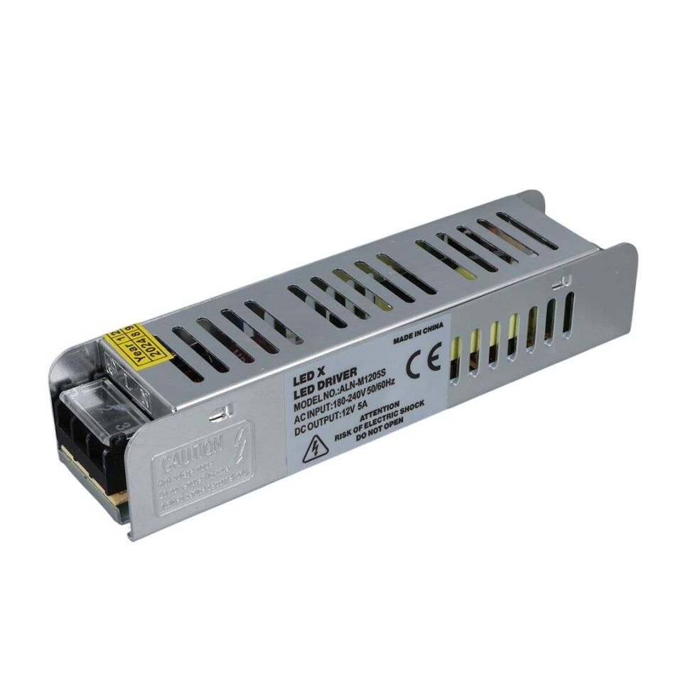Ledx ALN-M1205S 12 Volt 5 Amper Slim Metal Kasa Adaptör 160X40x35mm
