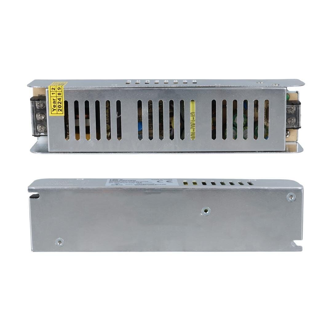 Ayt Ledx ALN-M1210S 12 Volt 10 Amper 120 Watt Slim Metal Kasa Adaptör Şerit Led Güvenlik Kamerası Adaptörü 190x48x38mm