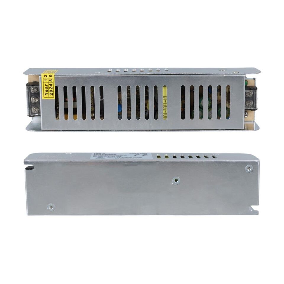 Ayt Ledx ALN-M1210S 12 Volt 10 Amper 120 Watt Slim Metal Kasa Adaptör Şerit Led Güvenlik Kamerası Adaptörü 190x48x38mm