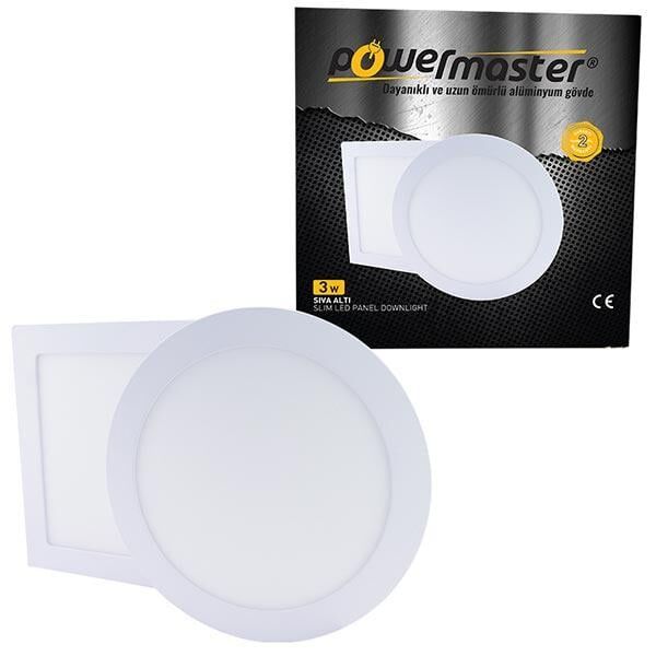 Ayt Powermaster 3W Sıva Altı 6500K Beyaz 74mm Yuvarlak Slim Spot Panel