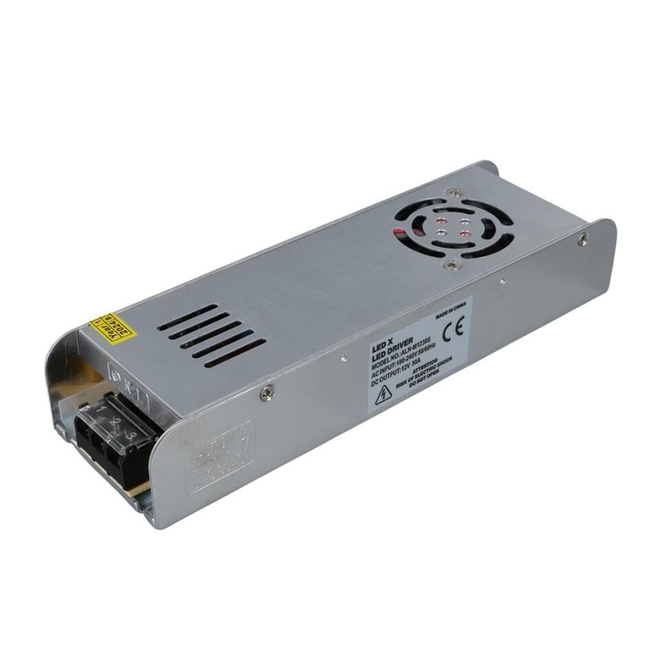 Ledx ALN-M1230S 12 Volt 30 Amper 360 Watt Fanlı Slim Metal Kasa Adaptör 225X65x38mm