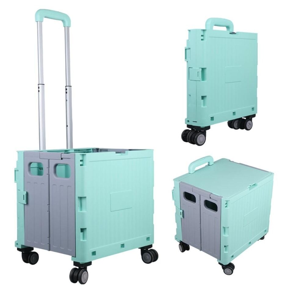 Ayt Sunup SN-26966 Katlanabilir Market Pazar Kamp Tekerlekli Alışveriş Arabası 60 Kg Kapasiteli Çanta