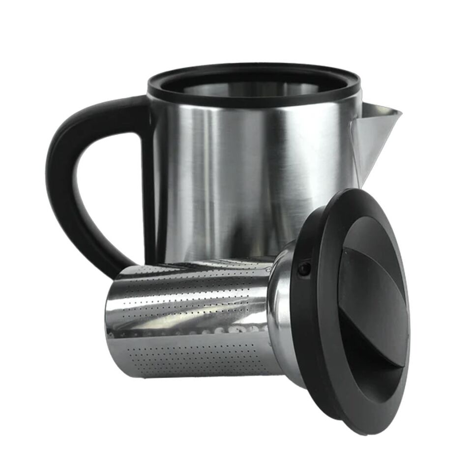 Crown CRW-2201 1800W 1.8 - 0.8 Litre Çelik Hazneli Çaycı Mutfak Kettle Demlikli Ve Süzgeçli Inox