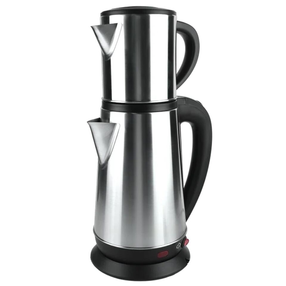 Crown CRW-2201 1800W 1.8 - 0.8 Litre Çelik Hazneli Çaycı Mutfak Kettle Demlikli Ve Süzgeçli Inox