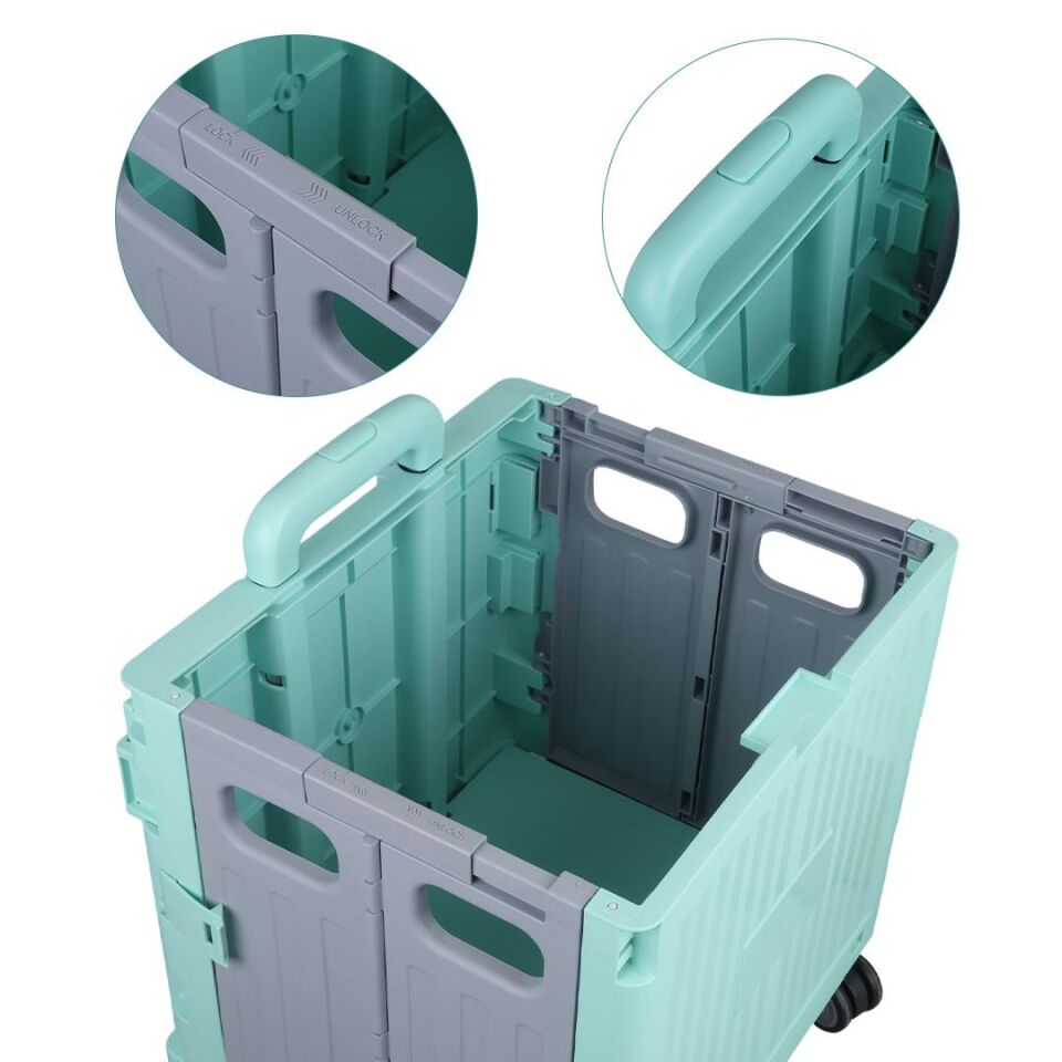 Ayt Sunup SN-26966 Katlanabilir Market Pazar Kamp Tekerlekli Alışveriş Arabası 60 Kg Kapasiteli Çanta