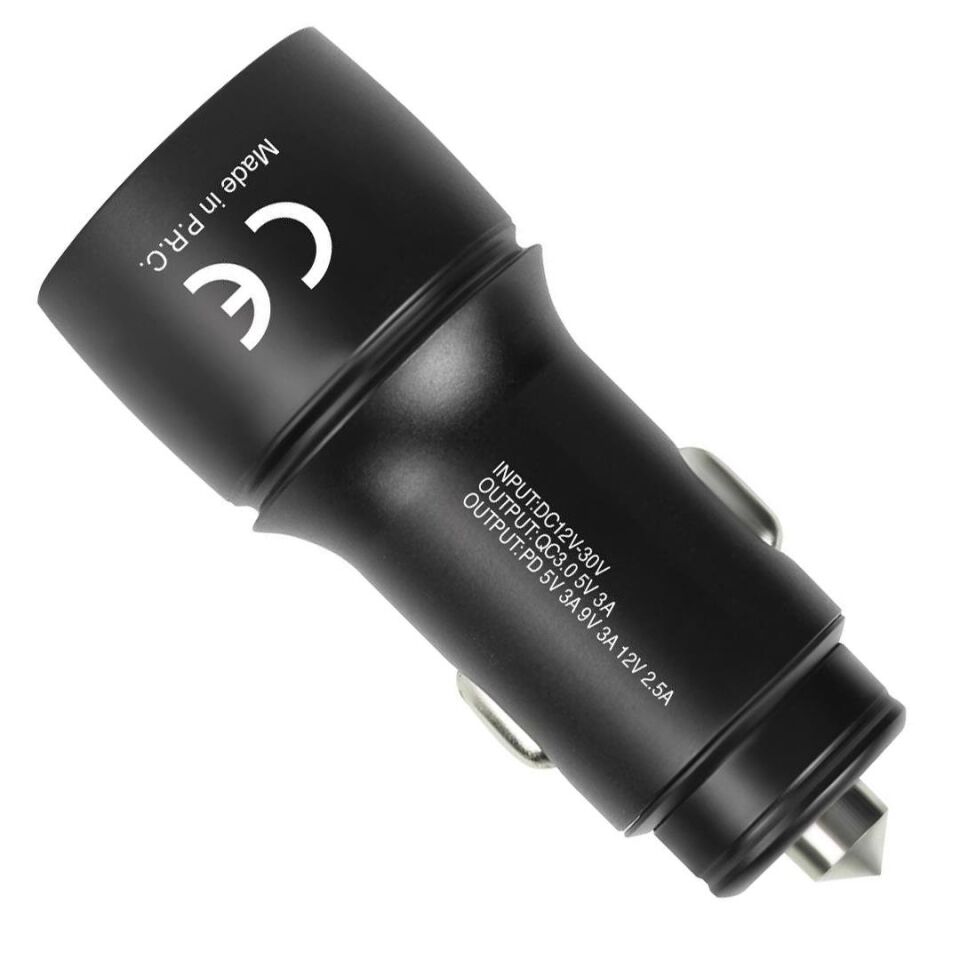 Powerway CC34 30W PD + QC 3.0 Çift Çıkışlı Metal Araç Çakmaklık Hızlı Şarj Aleti Cihazı