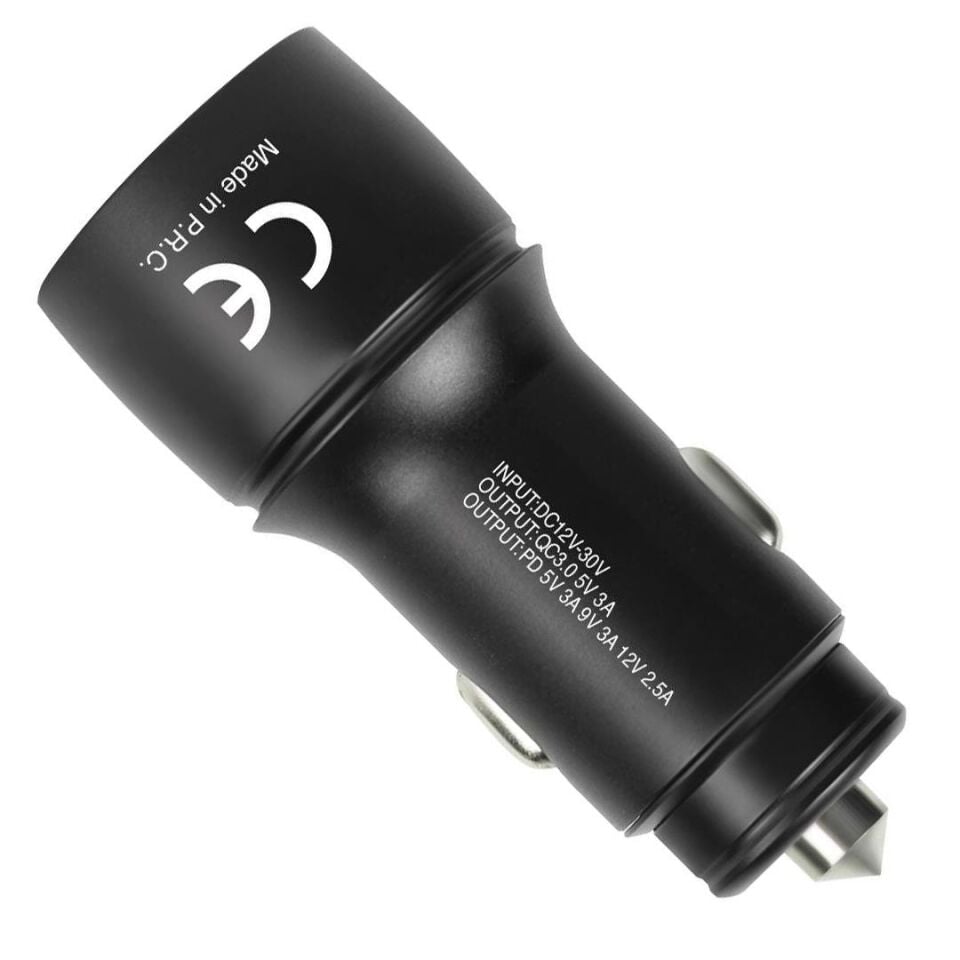 Powerway CC34 30W PD + QC 3.0 Çift Çıkışlı Metal Araç Çakmaklık Hızlı Şarj Aleti Cihazı