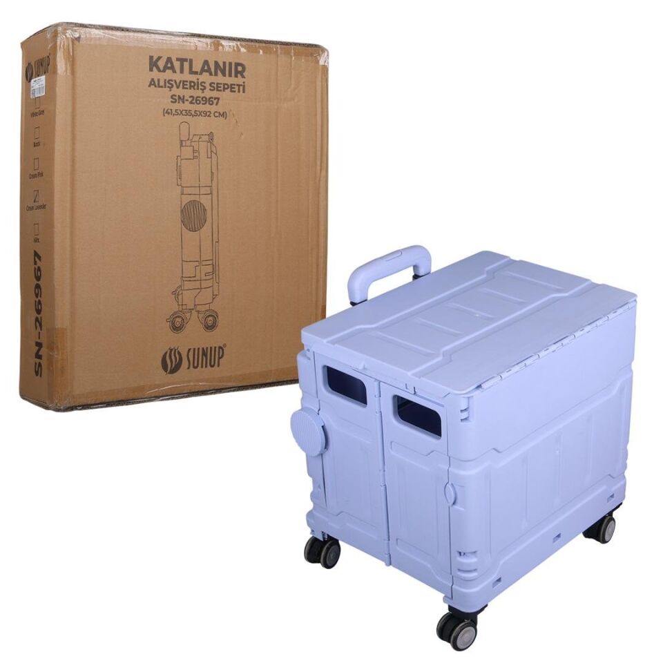Ayt Sunup SN-26967 Katlanabilir Market Pazar Kamp Tekerlekli Alışveriş Arabası 60 Kg Kapasiteli Çanta