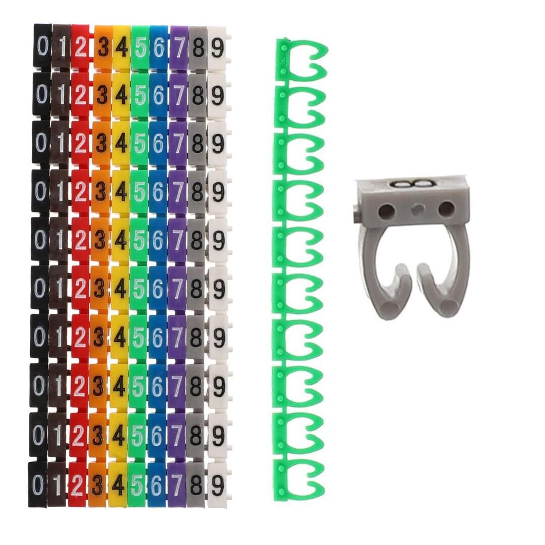 Ayt Sunup 0-9 Dijital Kodlu Renkli Kablo İşaretleyici 1.5 mm Kablo Numaratörü 100 Adet Klipsli