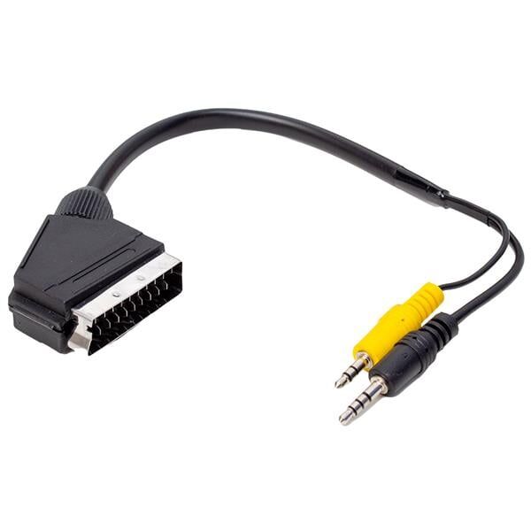 Powermaster Uydu Alıcısı Av Kablo 3.5 mm Stereo Erkek scart Kablo 35 cm Uzun ve Kısa Jack Bir Arada