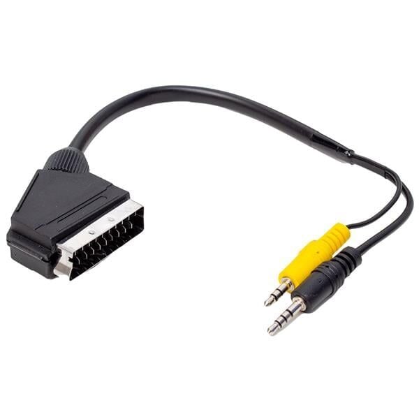 Powermaster Uydu Alıcısı Av Kablo 3.5 mm Stereo Erkek scart Kablo 35 cm Uzun ve Kısa Jack Bir Arada