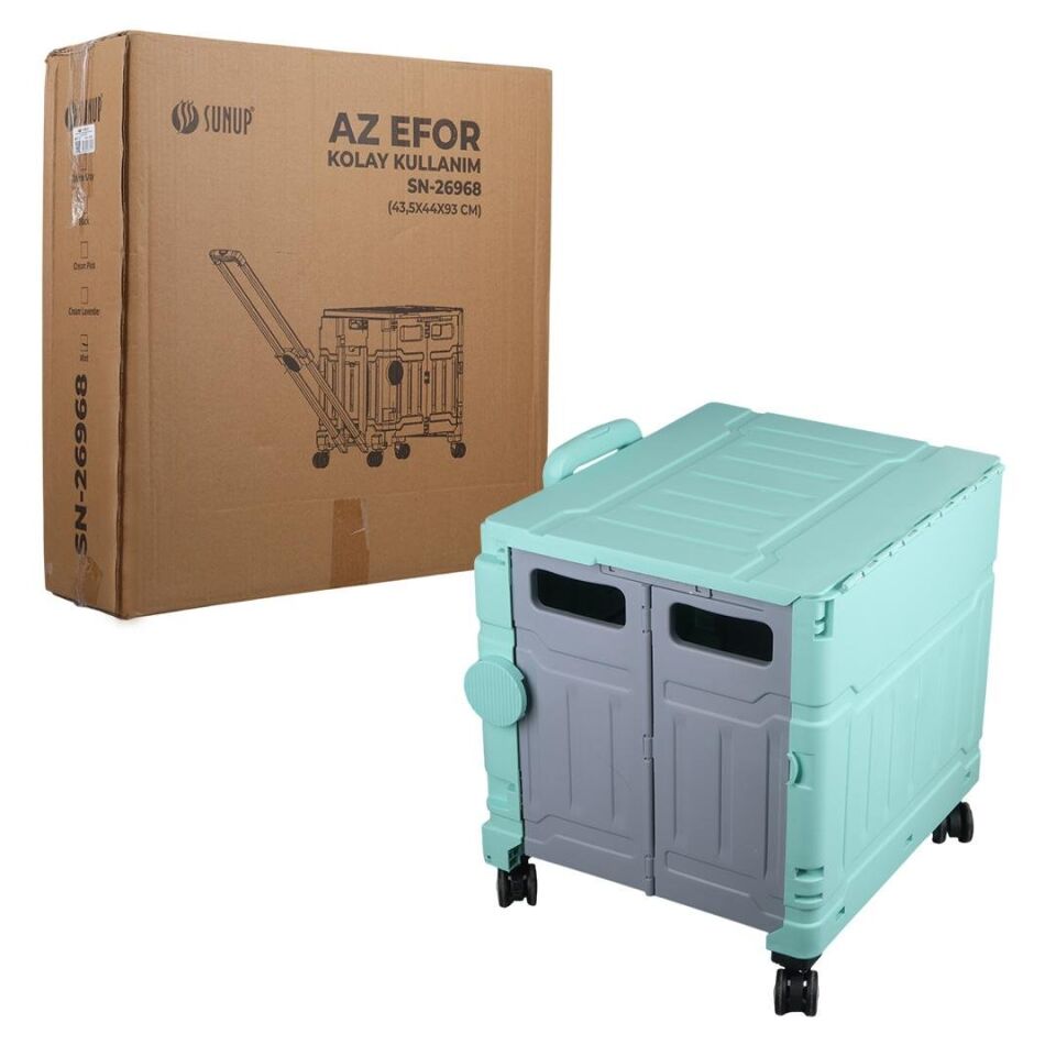 Ayt Sunup SN-26968 Katlanabilir Market Pazar Kamp Tekerlekli Alışveriş Arabası 60 Kg Kapasiteli Çanta