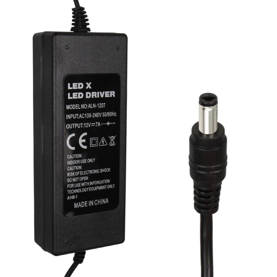 Ledx ALN-1207 12 Volt - 7 Amper 5.5*2.5 Mm Uç Plastik Kasa Masaüstü Adaptör